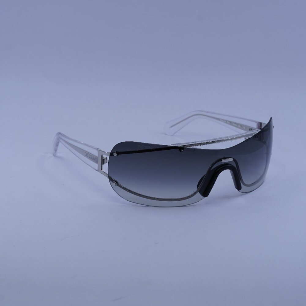 Off-White OERI103 BIG WHARF 7207 Sunglasses Silver Shield Frame, Grey Lenses